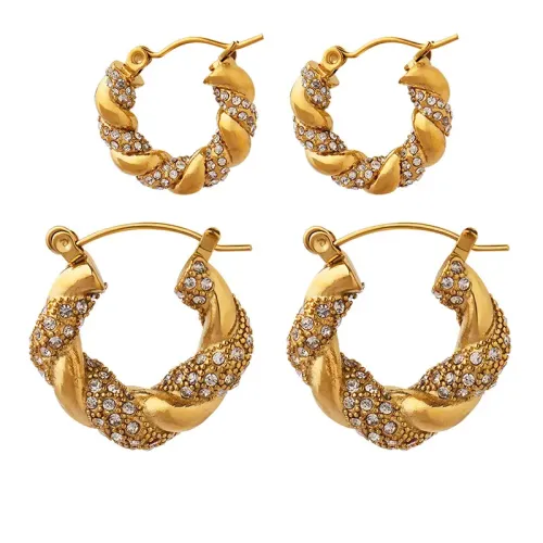 FXET57 U -shaped gold -plated vermiculite twist ear jewelry