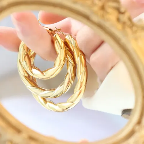 FXET403 New pattern hollow ear environmentally friendly color plated 18K real gold ear jewelry female