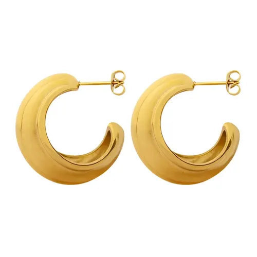 FXET541 Autumn and winter minimalist C-shaped earrings 18k gold plated Christmas earrings