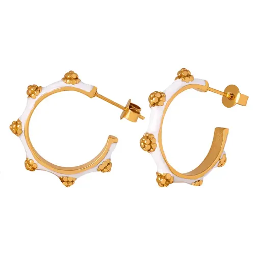 FXET416 Geometric oil-dropped textured raised earrings