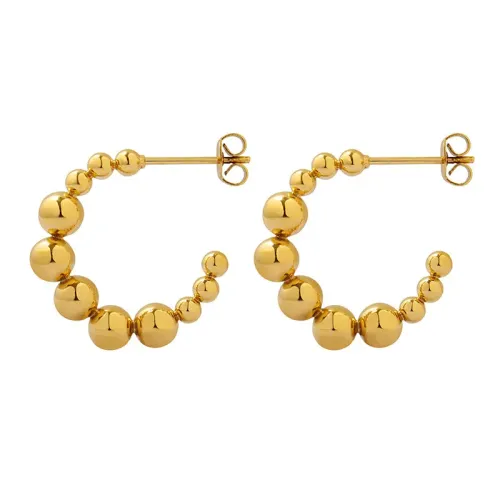 FXET639 Gold-plated beaded earrings steel ball C-shaped earrings jewelry