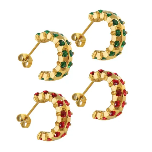 FXET477 Quality zircon inlaid C-shaped earrings gold-plated earrings earrings jewelry