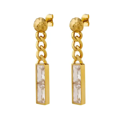 FXET338 Rectangular pendant inlaid with vermiculite earrings earrings