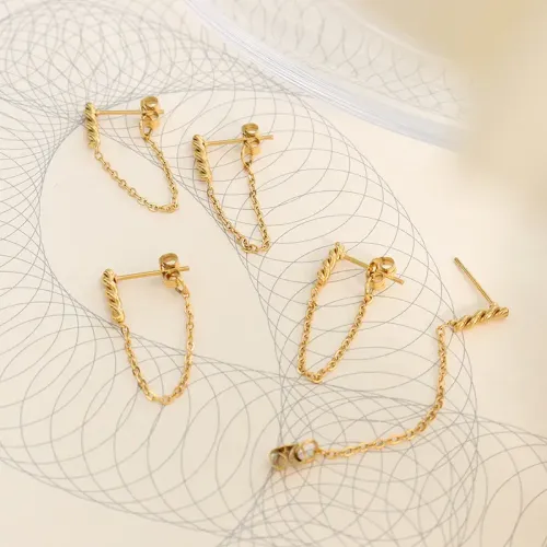 FXET358 Fracus chain earrings plated 18K real gold irregular earrings