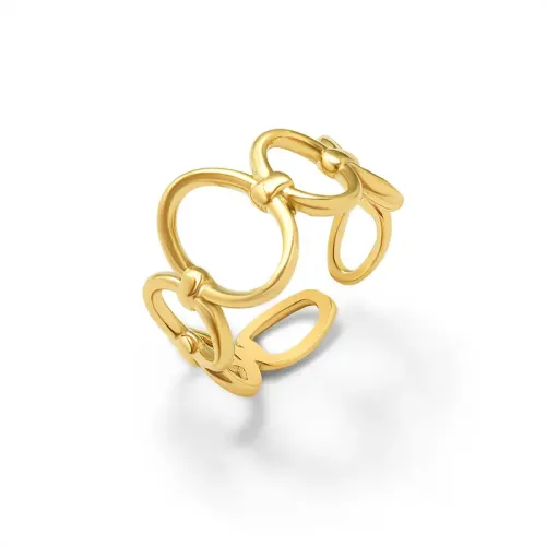 FXET762 Hip-hop geometric oval punk ring women's index finger ring open 18k gold ring
