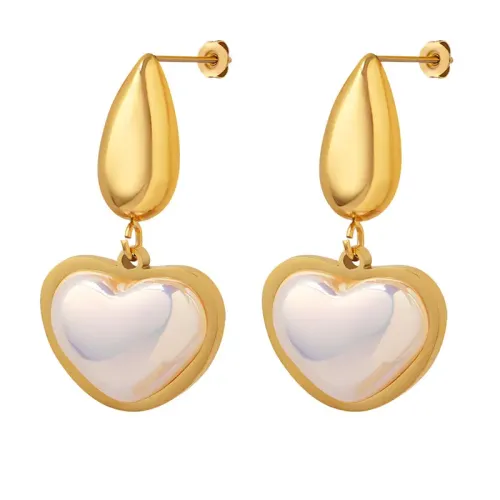 FXET345 Wholesale original water drop -shaped glass seven -color peach heart earrings jewelry