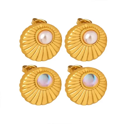 FXET308 Fan -shaped thread line -shaped ear -shaped female gold -plated ear plating