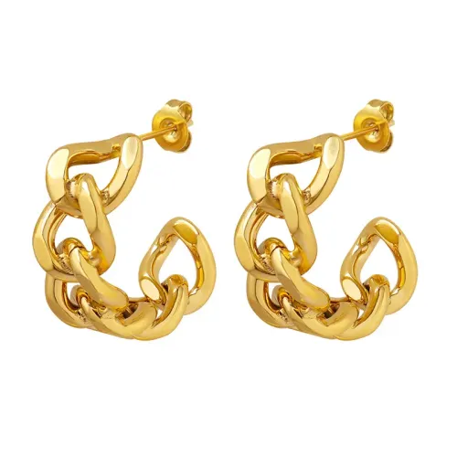 FXET251 Twist hollow C -shaped earrings plated 18K gold earrings