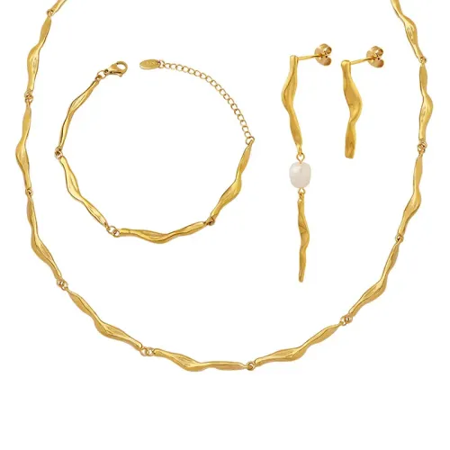 FXET192 Minimalist geometric necklace hand chain ear ring head jewelry set