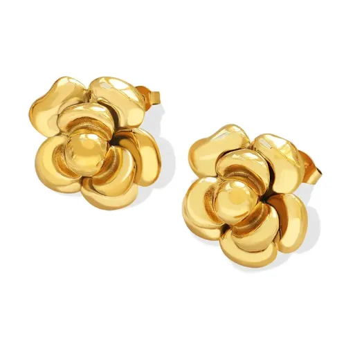 FXET646 Heavy Industry Large Flower Stud Earrings Plated with 18K Gold Manufacturer Wholesale
