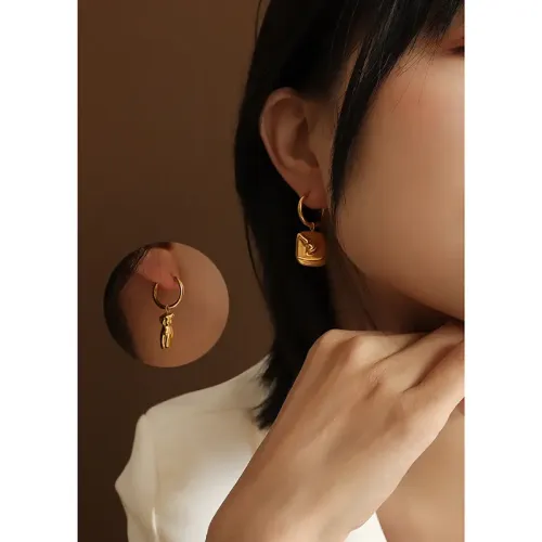 FXET125 Body art side face heavy work heavy industry circle earrings female 18K gold ear decoration