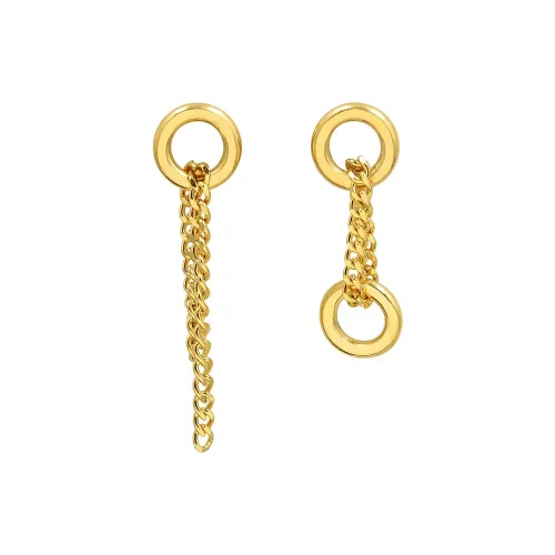 FXET529 Jewelry double-ring chain spliced ear chain 18k gold asymmetric earrings