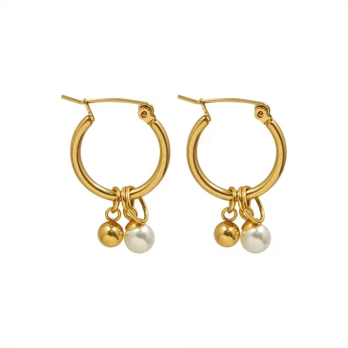 FXET139 Imitation of pearl small golden ball earrings round earrings 18K gold jewelry