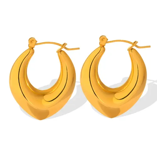 FXET157 Women's waist bean U -shaped earrings 18K gold -plated stainless steel cool ear buckle ear decoration