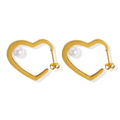 FXET688 Face slimming peach heart imitation pearl earrings for women 18K gold stud earrings jewelry
