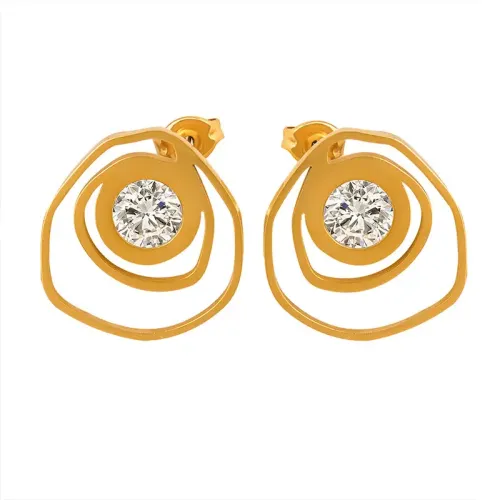 FXET595 Zircon earrings for women geometric line stud earrings