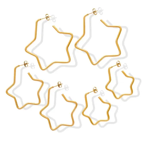 FXET243 Tourist geometric star earrings gold -plated earrings