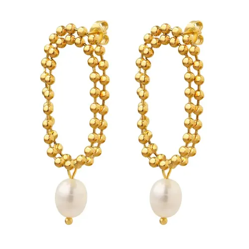 FXET200 Freshwater pearl rice pearl chain dual -layer running earrings earrings earrings autumn and winter