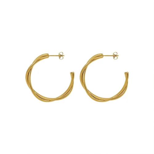 FXET522 twist double layer earrings 18k gold earrings jewelry