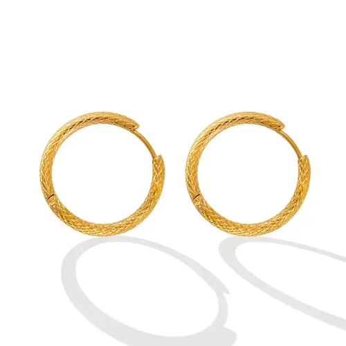 FXET492 Unisex Threaded Hoop Earrings Gold Plated Earrings