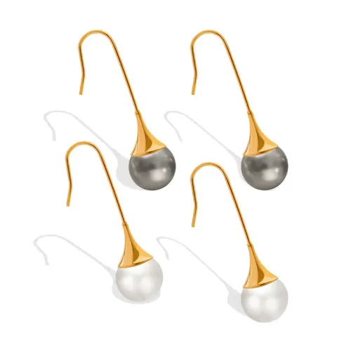 FXET351 Neutral gold -plated ear buckle imitation pearl earrings accessories