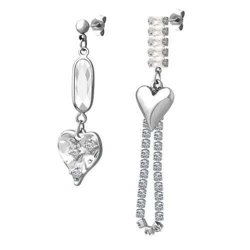 FXET336 Geometric Asymmetric Love Flows Chain Earrings Earrings