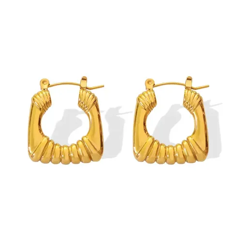 FXET496 Distressed U-shaped earrings stainless steel gold-plated earrings