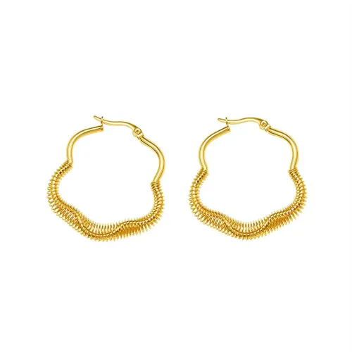 FXET559 Korean spring wire earrings for women made of 18K real gold plated earrings