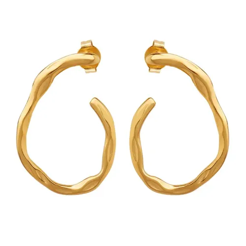 FXET410 Wavy Pattern Geometric Hoop Earrings Gold Plated Earrings