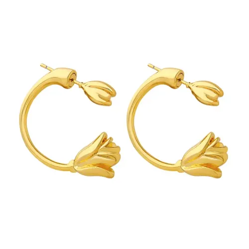 FXET613 Hong Kong copper material tulip flower shape geometric C-shaped earrings women's ear jewelry