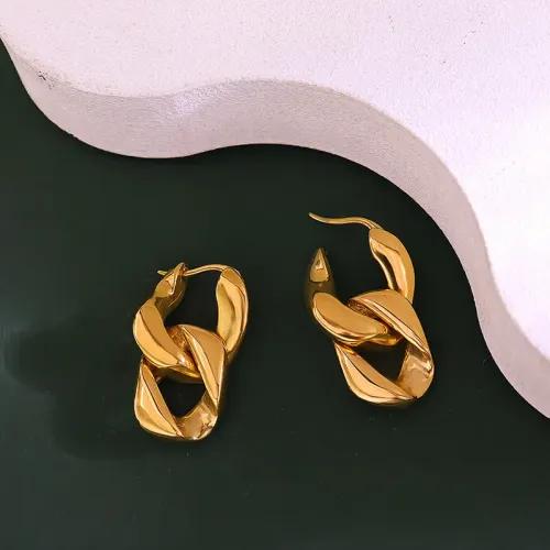 FXET247 Irregular geometric double ring plating 18K real gold ear accessories