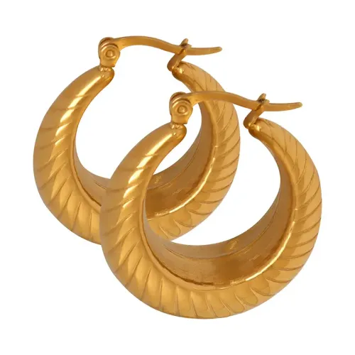 FXET435 Women's gold-plated snail-shaped hoop earrings
