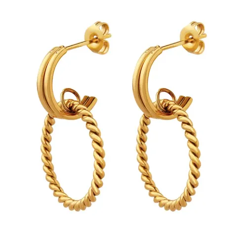FXET533 C-shaped hoop twist hoop earrings 18k gold plated earrings jewelry