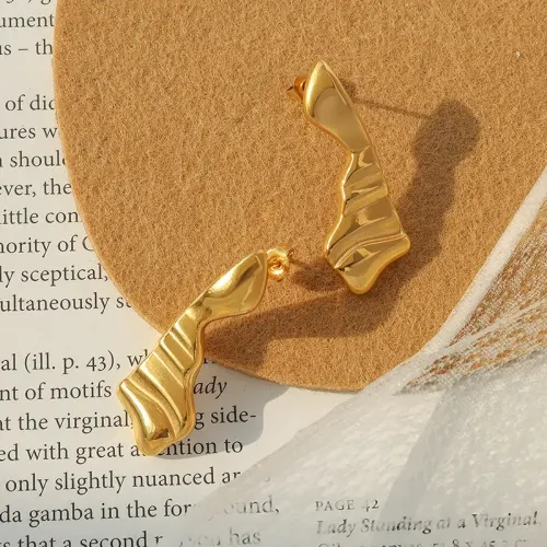 FXET701 Irregular wave earrings plated with 18K real gold earrings
