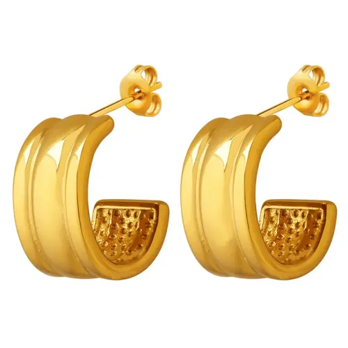 FXET439 Minimalist C-shaped hoop earrings gold-plated non-fading earrings stud earrings