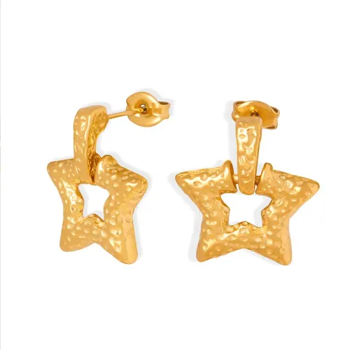 FXET176 Polka Dot texture Pentagon Pendant Ears