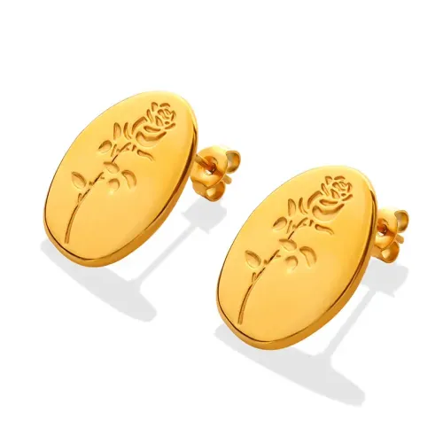 FXET659 Earrings oval pendant embossed rose earrings accessories