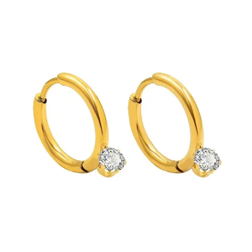 FXET189 Short face Small gold -plated vegetarian ring ear ring inlaid with vermiculite earrings