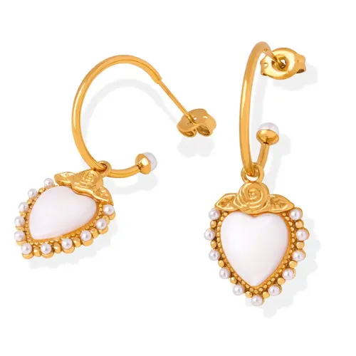 FXET77 Taoxin C -shaped rose high -light shell pearl pearl love earrings jewelry female