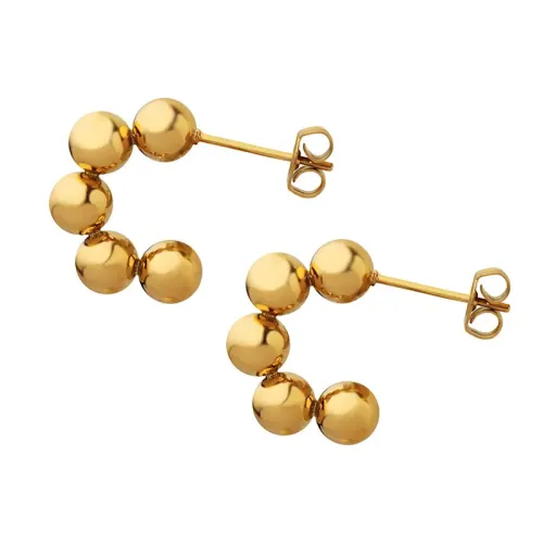 FXET256 Small ball -beads stitching C -shaped earrings female plated 18K gold ear decoration