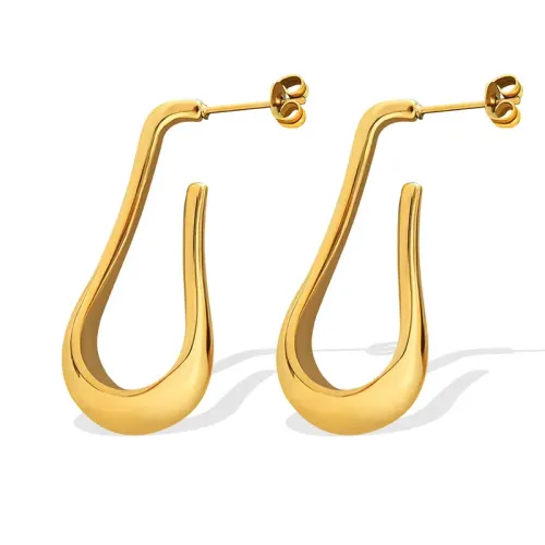 FXET647 Women's long geometric U-shaped hook earrings bare body gold-plated earrings