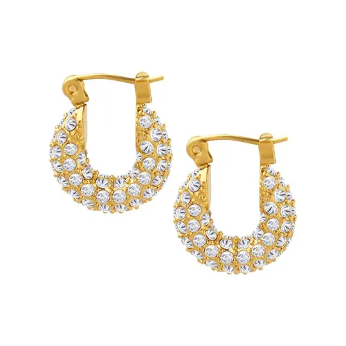 FXET100 Dubai full diamond stones inlaid U -shaped ear ring female gold -plated ear -plated ear buckle