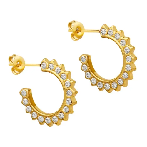 FXET449 Earrings set with zircon C-shaped sunflower plated 18K gold earrings for women