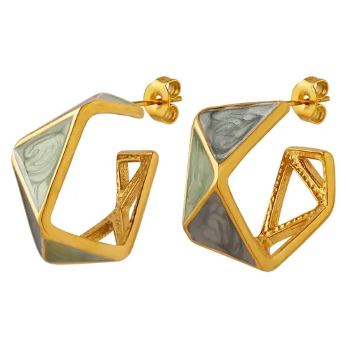 FXET148 Enamel Drop Geometry Spring Earrings Women's Ear Rings Ear Accessories
