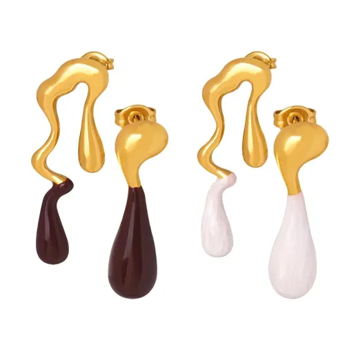 FXET171 Dongguan electroplating ear drops of glue drops asymmetric earrings female