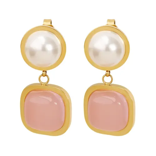 FXET109 Pink pink jadeite imitation pearl earrings