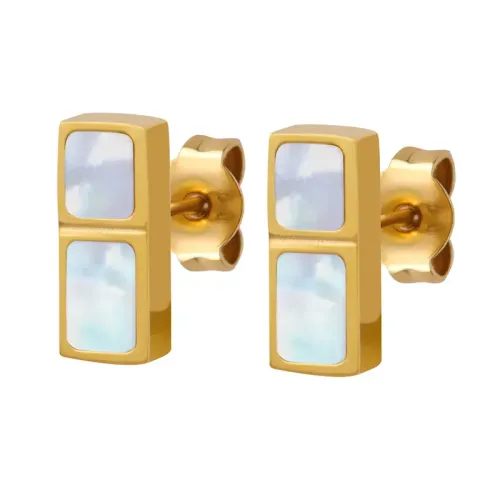 FXET630 Small Hong Kong square white seashell earrings gold-plated small earrings