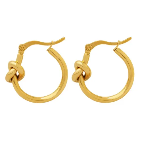 FXET38 National earrings are thin circles of ear decoration 18K golden ear decorations knot knot circles of earrings