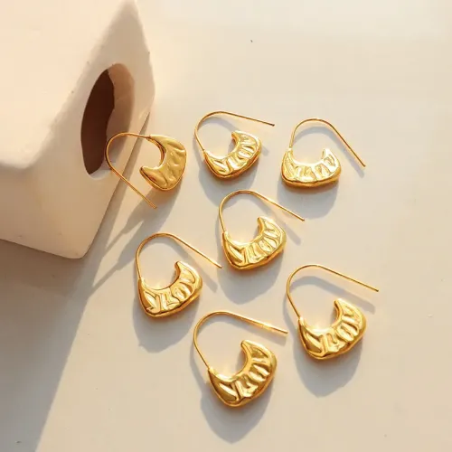 FXET482 Women's geometric bag earrings stylish gold-plated earrings