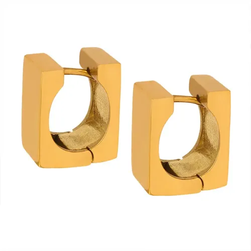 FXET552 18K gold earrings geometric three-dimensional square earrings